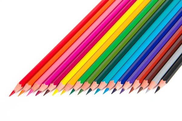 Kleurpotloden, geïsoleerd, op een witte achtergrond — Stockfoto