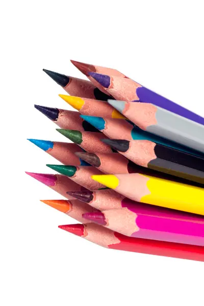 Lápis coloridos, isolados, sobre fundo branco — Fotografia de Stock
