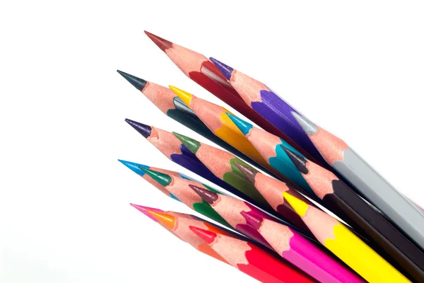 Lápices de colores, aislados, sobre fondo blanco — Foto de Stock