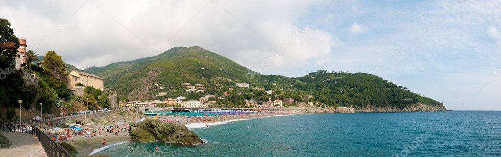 Beach at small town Bonassola in Italy