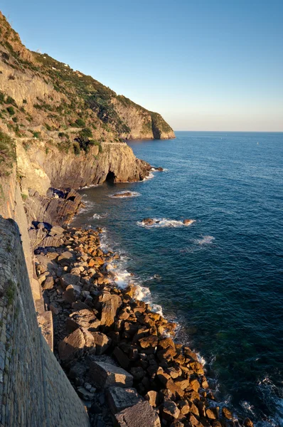 Vista Para Montanhas Perto Mar Parque Nacional Cinque Terre Itália — Fotografia de Stock