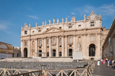 View at the St. Peter's Basilica from the St. Peter's square in Rome, Italy clipart