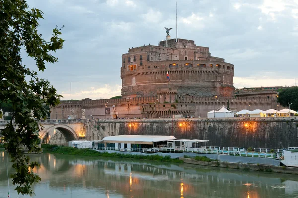 Вечерний Вид Замок Анджело Риме Италия — стоковое фото