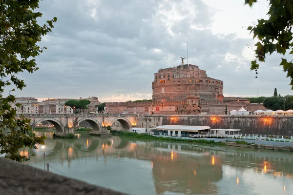 Вечерний Вид Замок Анджело Риме Италия — стоковое фото
