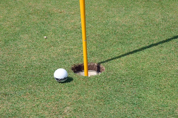 Pelota de golf cerca de la copa —  Fotos de Stock