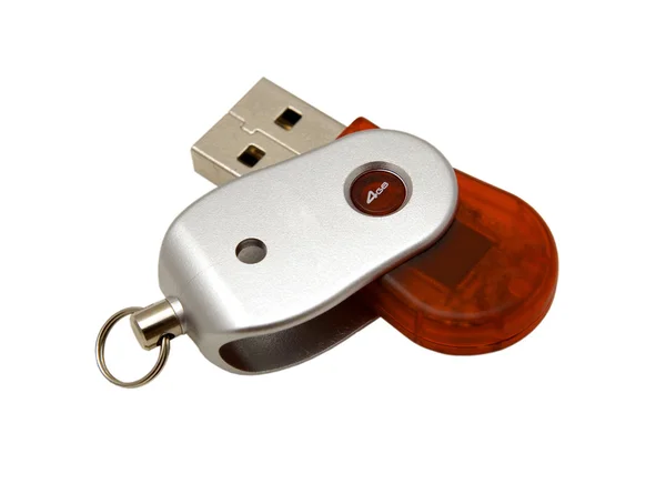 USB pendrive kırmızı ve gümüş — Stok fotoğraf