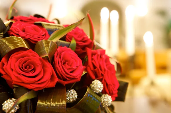 Big fresh bunch of red roses — Stock Photo, Image