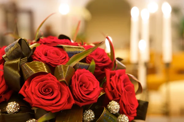 Big Fresh Bunch Red Roses — Stock Photo, Image
