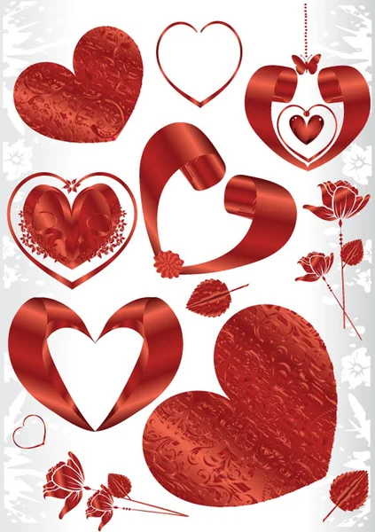 Uma coleção de corações do Dia dos Namorados — Vetor de Stock