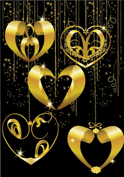 Золотое сердце. День святого Валентина . — стоковый вектор