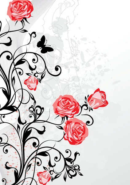 Cartão de felicitações com rosas. Dia dos Namorados . — Vetor de Stock