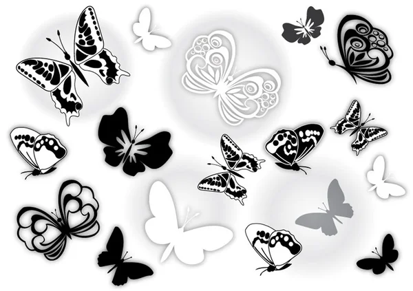 Pillangó Fly Rovar Készlet Nyári Építési Stock Illusztrációk