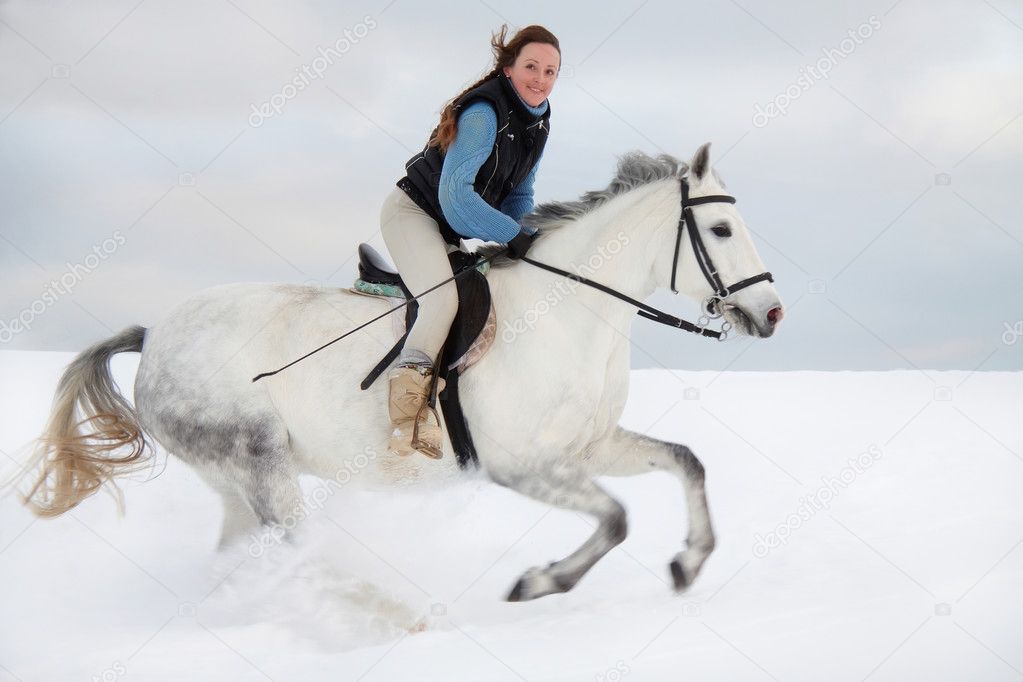 Winter horse riding_ — Stock Photo © Edoma 4465997