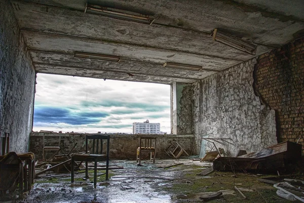 Opuszczony Pokój Hotelu Miasto Duchów Zdjęcie Zrobione Ostatnim Piętrze Hotelu — Zdjęcie stockowe