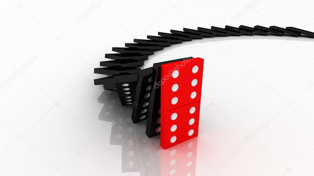 Lined up dominoes