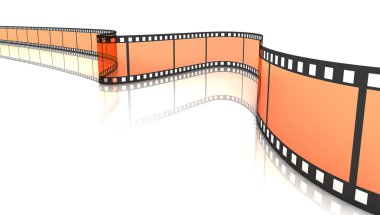 3d blank film on white backgroung. Orange clipart