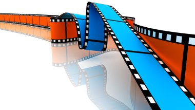 3d blank film on white backgroung. Blue and orange clipart