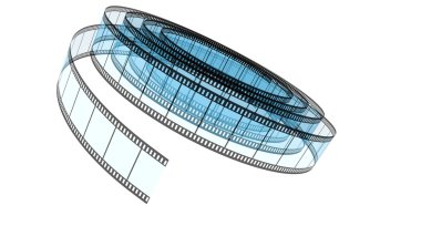 Mavi kesimi renkli film aşağı yuvarlandı.