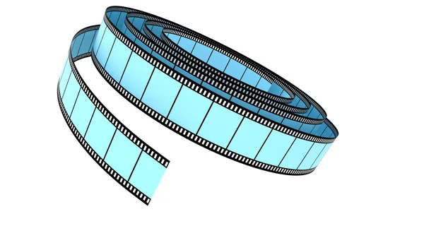 Albastru Segment Film Culoare Rulat Jos Fundal Alb — Fotografie, imagine de stoc