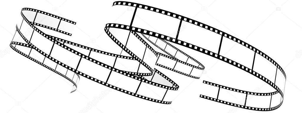 Two 3d film Segment rolled on a white background