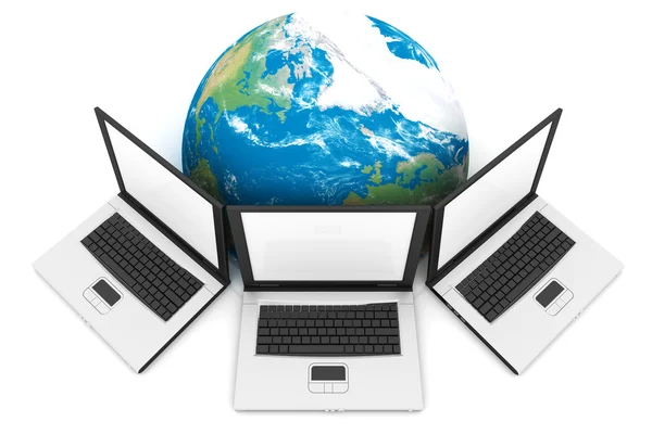 Laptop Connected World Internet Concept — Stock Photo, Image