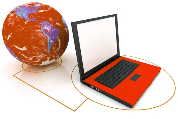 Laptop Connected To World — Stock Photo, Image