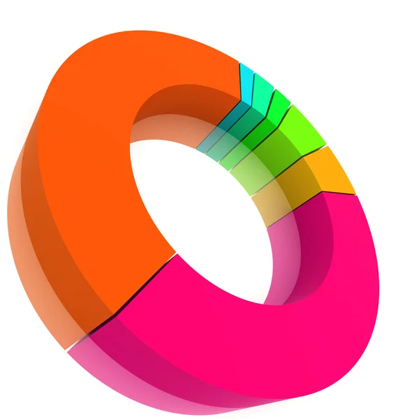 Colorful Pie Graph Isolated White — Stock Photo, Image