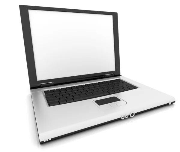 Laptop Sfondo Bianco Con Schermo Vuoto — Foto Stock