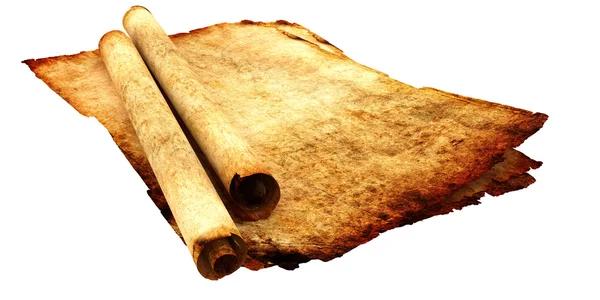 Antieke Papier Rollen Geïsoleerd Witte Achtergrond — Stockfoto