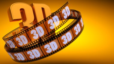 3d film with 3D on it and bid 3D word. clipart