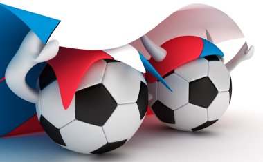 iki futbol topları tutmak Çek Cumhuriyeti bayrağı