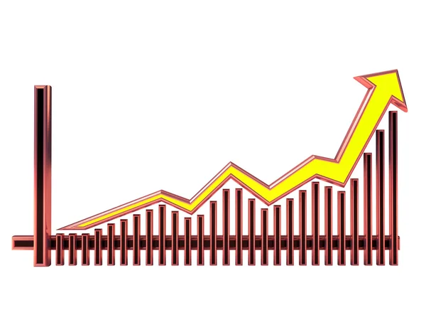 Gráfico de negócios de cor com seta para cima — Fotografia de Stock