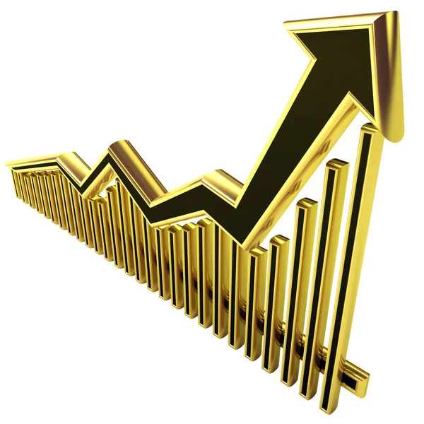 stock image Golden Business Graph with arrow up