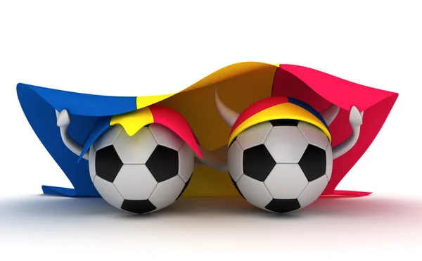 Два футбольных мяча держат флаг Андорры — стоковое фото