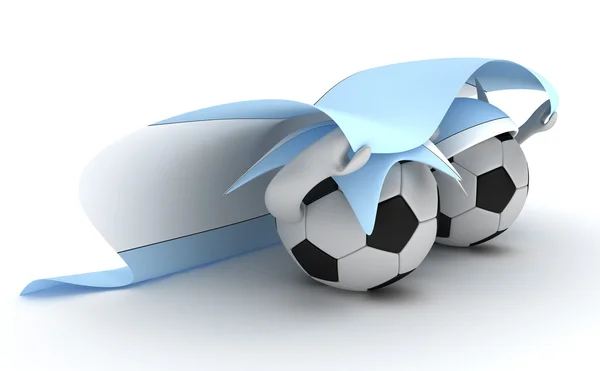 2 つのサッカー ボール アルゼンチン フラグを保持します。 — ストック写真