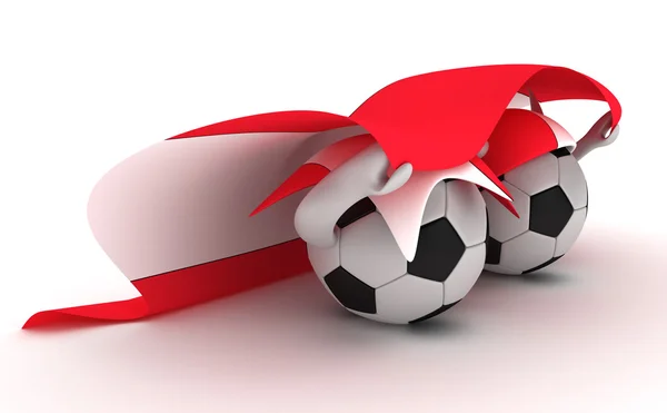 Due palloni da calcio tengono bandiera Austria — Foto Stock