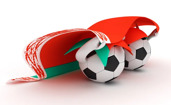 两个足球球举行白俄罗斯国旗 — 图库照片
