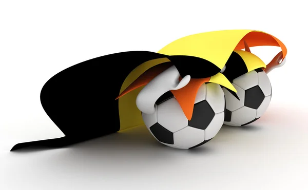 Two soccer balls hold Belgium flag — Stock Photo, Image
