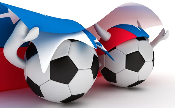 Два футбольных мяча держат флаг Чили — стоковое фото