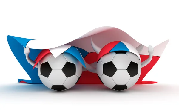 Iki futbol topları tutmak Çek Cumhuriyeti bayrağı — Stok fotoğraf