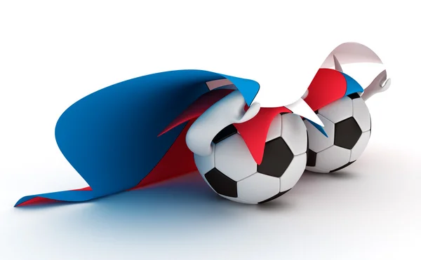 Два футбольных мяча держат флаг Чехии — стоковое фото