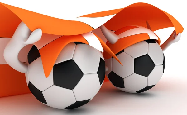 Two soccer balls hold Denmark flag — Stock Photo, Image