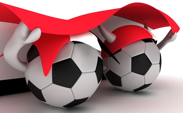 Two soccer balls hold Egypt flag — Stock Photo, Image