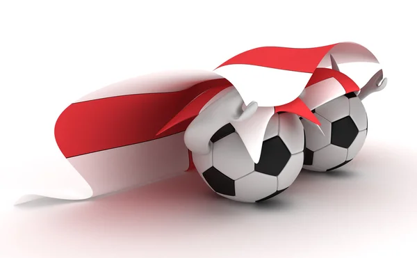 Два футбольных мяча держат флаг Англии — стоковое фото