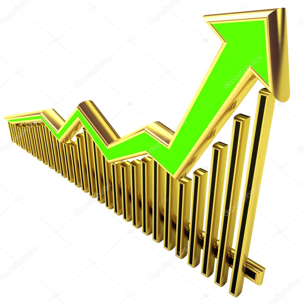 Golden Business Graph with arrow up