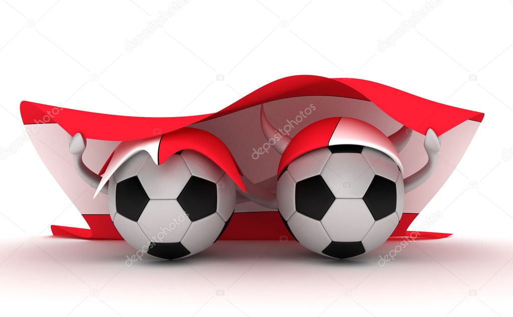 Two soccer balls hold Austria flag