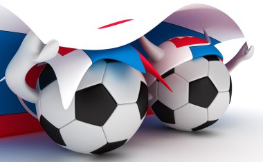 iki futbol topları Slovakya bayrağı basılı tutun.