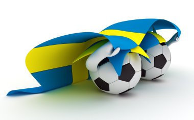 Two soccer balls hold Sweden flag