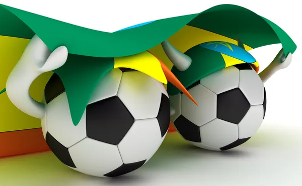 两个足球球举行埃塞俄比亚国旗 — 图库照片