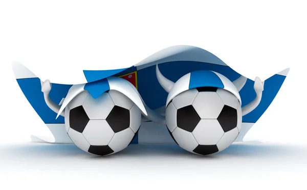 Két futball-labdák tartsa finn zászló — Stock Fotó